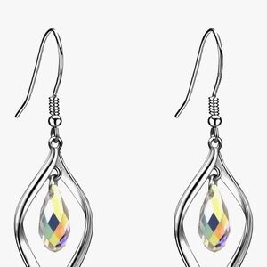 Elegant Silver and Iridescent Drop Earrings